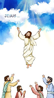 PSD 구름 남자 기독교 종교 캘리배경 일러스트 하늘 수채화 사람 여러명 성인 믿음 희망 예수 승천 남자만 성인남자만 성인만 국내일러스트 자연요소 감정 다수 백그라운드 신_종교 파일형식