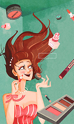 PSD 여자 일러스트 상상 한명 사람 성인 판타지 뷰티 화장품 립스틱 향수 마스카라 아이섀도 무중력 특별함 여자만 여자한명만 성인여자만 성인만 국내일러스트 1 컨셉 파일형식