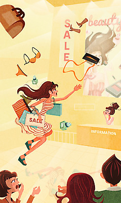 PSD 여자 남자 구두 가방 일러스트 상상 사람 여러명 성인 쇼핑 판타지 쇼핑백 속옷 향수 백화점 무중력 특별함 성인만 국내일러스트 잡화 옷 다수 신발 컨셉 상점 화장품 파일형식