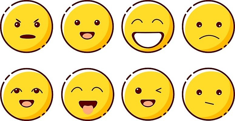 EPS 해외이미지 캐릭터 감정 일러스트 표정 사람없음 세트 노란색 원형 만화 코믹 이모티콘 해외202004 해외일러스트 일러캐릭터 도형 컬러 파일형식 벡터 이미지허브