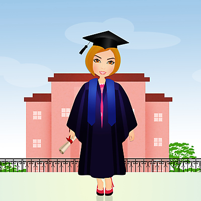 JPG 해외이미지 여자 일러스트 학사모 졸업 학교 한명 미소 들기 성인 축하 졸업가운 졸업장 대학교 성인여자한명만 해외202004 해외일러스트 모자_잡화 1 교육 컨셉 모션 표정 사람 가운 여자한명만 성인여자만 파일형식 이미지허브