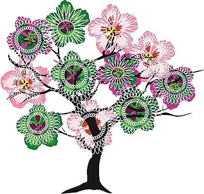 EPS 해외이미지 나무 꽃 일러스트 추상 사람없음 해외202004 해외일러스트 식물 무늬 파일형식 벡터 이미지허브