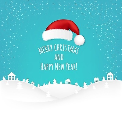 EPS 해외이미지 행복 별 하늘색 크리스마스 겨울 일러스트 산타모자 크리스마스카드 사람없음 마을 흰색 축하 눈송이 해피뉴이어 해외202004 해외일러스트 자연요소 모자_잡화 계절 기념일 감정 컬러 컨셉 카드_감사 눈_날씨 파란색 새해인사 파일형식 벡터 이미지허브