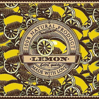 EPS 해외이미지 영어 백그라운드 패턴 일러스트 타이포그라피 사람없음 갈색 노란색 라벨 레몬 그림 해외202004 해외일러스트 문자 컬러 무늬 과일 프레임 파일형식 벡터 이미지허브