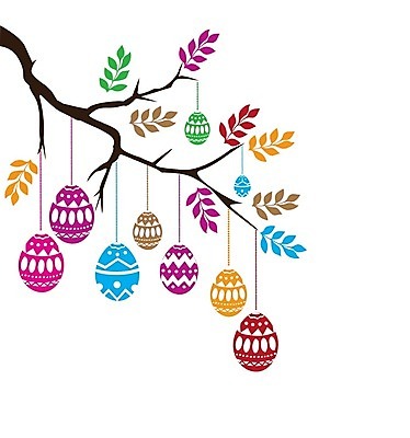 EPS 해외이미지 잎 일러스트 추상 사람없음 컬러풀 나뭇가지 부활절계란 해외202004 해외일러스트 나무 식물 컬러 무늬 부활절 계란 파일형식 벡터 이미지허브