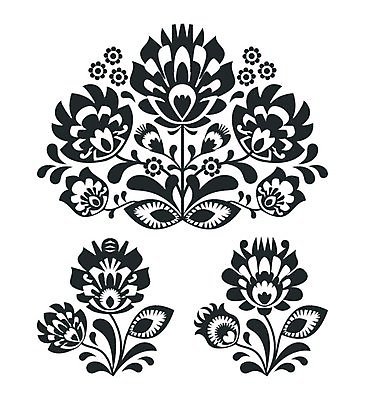 EPS 해외이미지 전통 꽃 패턴 일러스트 흑백 사람없음 화려 폴란드 해외202004 해외일러스트 식물 유럽 컨셉 무늬 촬영기법 파일형식 벡터 이미지허브