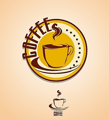 EPS 해외이미지 디자인 커피 백그라운드 일러스트 사람없음 노란색 라벨 카페 커피잔 심볼 스타일 해외202004 해외일러스트 음료 컬러 잔 프레임 상점 파일형식 벡터 이미지허브