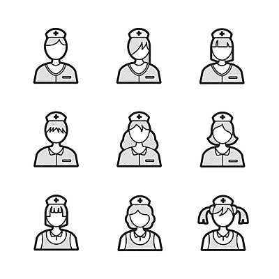 EPS 해외이미지 디자인 일러스트 세트 약 간호사 의사 심볼 사인 그림 아바타 해외202004 해외일러스트 의학 의료진 파일형식 벡터 이미지허브