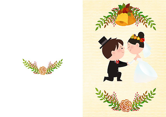 PSD 부부 여자 남자 꽃 행복 웨딩드레스 결혼 낙엽 잎 일러스트 함께함 사랑 사람 정장 턱시도 성인 두명 손잡기 로맨틱 종 가을 무릎꿇기 청첩장 웨딩마치 성인만 국내일러스트 식물 커플 드레스 옷 계절 감정 컨셉 모션 카드_감사 이벤트 파일형식