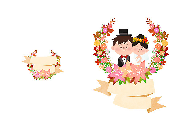 PSD 부부 여자 남자 꽃 행복 부케 웨딩드레스 결혼 낙엽 잎 일러스트 함께함 사랑 사람 정장 턱시도 성인 두명 라벨 로맨틱 가을 청첩장 웨딩마치 성인만 국내일러스트 식물 커플 드레스 옷 계절 감정 꽃다발 컨셉 카드_감사 프레임 이벤트 파일형식