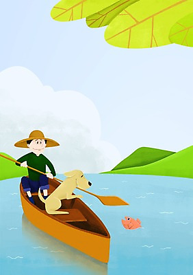 주간 PSD 한마리 남자 호수 일러스트 함께함 어류 한명 사람 야외 반려동물 다정 강아지 노 소통 선박 남자만 남자한명만 국내일러스트 자연요소 동물 1 컨셉 수상교통 수중동물 개 파일형식