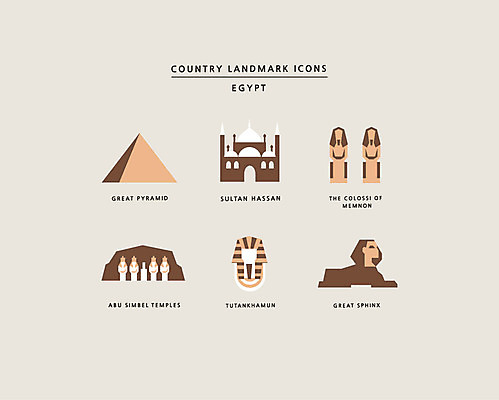 아이콘 신전 이집트 사람없음 세트 피라미드 스핑크스 랜드마크 술탄하산모스크 아부심벨 아부심벨신전 이집트신전 투탕카멘 멤논의거상 2D아이콘 AI파일 건축물 고건축 아프리카 파일형식 벡터