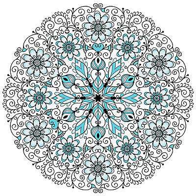 EPS 해외이미지 디자인 꽃 백그라운드 잎 일러스트 추상 사람없음 화려 라인아트 대칭 만다라 해외202004 해외일러스트 식물 선 컨셉 무늬 파일형식 벡터 이미지허브