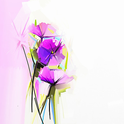 JPG 해외이미지 꽃 일러스트 사람없음 보라색 그림 손그림 유화 해외202004 해외일러스트 식물 컬러 미술 파일형식 이미지허브