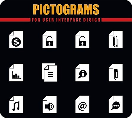 EPS 해외이미지 돈 일러스트 텍스트 픽토그램 연필 쪽지 확성기 흰색 메시지 이메일 심볼 문서 잠금 주목 해외202004 해외일러스트 컬러 학용품 필기구 재산 보안 파일형식 벡터 이미지허브