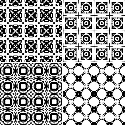 EPS 해외이미지 전통 디자인 패턴 일러스트 벽지 추상 장식 세트 검은색 흰색 4 포르투갈 타일 묘사 정사각형 스페인어 아라베스크 엘리먼트 튀니지 해외202004 해외일러스트 도형 유럽 컬러 무늬 아프리카 숫자 파일형식 벡터 이미지허브