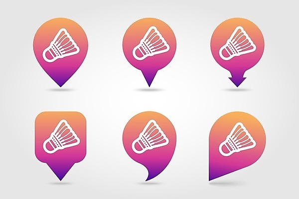 EPS 해외이미지 화살표 말풍선 일러스트 사람없음 세트 보라색 셔틀콕 위치 그라데이션 해외202004 해외일러스트 스포츠용품 컬러 파일형식 벡터 이미지허브