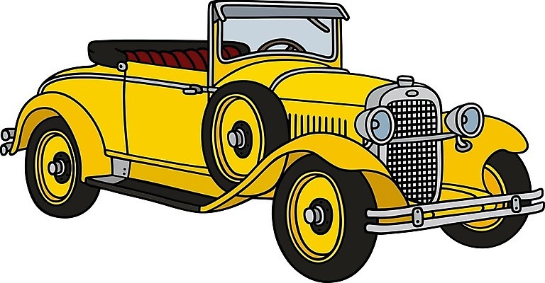 EPS 해외이미지 일러스트 자동차 사람없음 노란색 빈티지 클래식 오픈카 복고 클래식카 해외202004 해외일러스트 육상교통 컬러 컨셉 승용차 파일형식 벡터 이미지허브