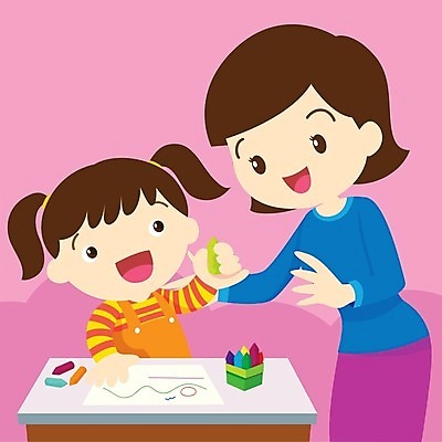 EPS 해외이미지 여자 교육 어린이 일러스트 가족 대화 성인 두명 책 교사 여자만 해외202004 해외일러스트 직업 관계 말하기 사람 파일형식 벡터 이미지허브