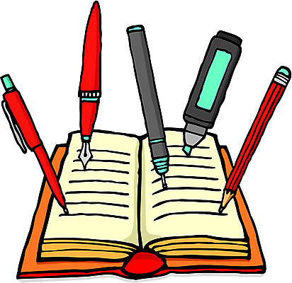 EPS 해외이미지 인터넷 일러스트 텍스트 협력 책 독서 연필 펜 기록 변화 결합 만화 문서 시트 소셜미디어 해외202004 해외일러스트 컨셉 학용품 필기구 파일형식 벡터 이미지허브