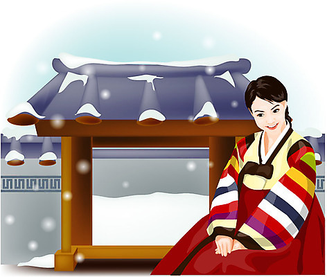 EPS 주간 한국전통 전통 여자 명절 겨울 일러스트 새해 기와집 한명 사람 20대 성인 야외 설날 눈 전통의상 한복 연하장 대문 여자만 여자한명만 성인여자만 청년만 청년여자만 성인한명만 청년여자한명만 성인여자한명만 성인만 국내일러스트 자연요소 1 계절 기념일 날씨 카드_감사 한옥 한국 청년 문 파일형식 벡터