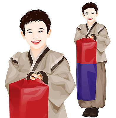 EPS 한국전통 전통 사계절 계절 명절 남자 어린이 포즈 겨울 일러스트 새해 한명 사람 설날 전통의상 한복 청사초롱 남자만 남자한명만 어린이만 소년만 소년한명만 국내일러스트 1 기념일 한국 초롱 파일형식 벡터