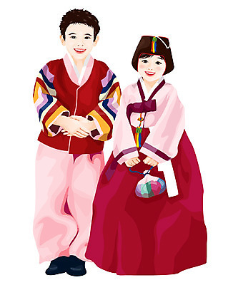 EPS 한국전통 전통 사계절 계절 여자 명절 남자 어린이 포즈 겨울 일러스트 새해 복주머니 남매 사람 두명 친구 설날 전통의상 한복 어린이만 국내일러스트 기념일 가족 관계 전통소품 한국 파일형식 벡터