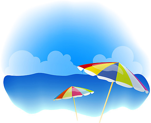 EPS 주간 사계절 계절 바다 백그라운드 일러스트 자연 하늘 풍경 해변 사람없음 야외 여름 파라솔 입하 국내일러스트 자연요소 절기 생태계 파일형식 벡터