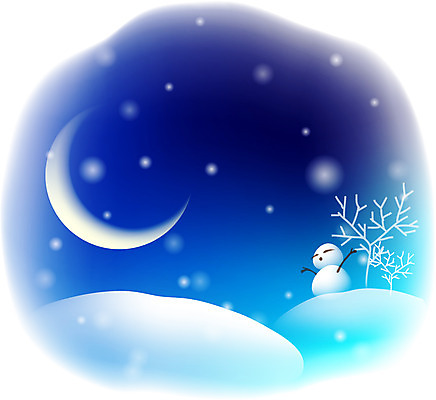 EPS 나무 사계절 계절 백그라운드 겨울 일러스트 자연 눈사람 하늘 풍경 초원 사람없음 야외 달 눈 야간 초승달 대설 국내일러스트 자연요소 식물 날씨 절기 생태계 파일형식 벡터