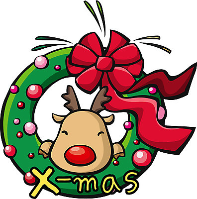 EPS 동물 계절 기념일 리본 크리스마스장식 크리스마스 겨울 일러스트 크리스마스용품 사슴 사람없음 화환 루돌프 오브젝트 국내일러스트 꽃 포유류 이벤트 용품 파일형식 벡터