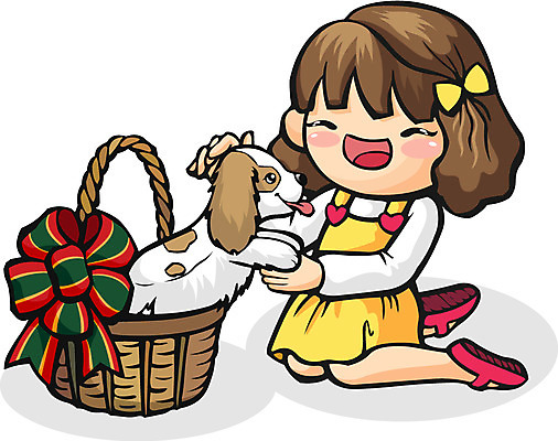EPS 동물 계절 여자 기념일 리본 초등학생 어린이 크리스마스 겨울 일러스트 선물 한명 사람 소녀 바구니 개 강아지 반려 여자만 여자한명만 어린이만 소녀만 소녀한명만 국내일러스트 1 학생 포유류 이벤트 반려동물 파일형식 벡터