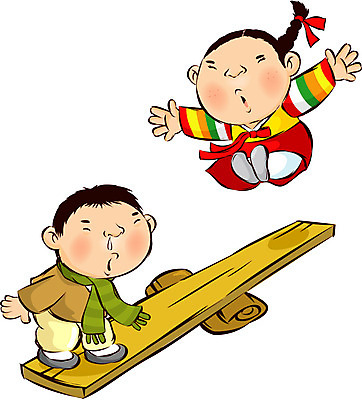 EPS 캐릭터 한국문화 계절 여자 명절 남자 어린이 겨울 일러스트 전통캐릭터 새해 사람 소녀 소년 두명 전통놀이 널뛰기 어린이만 국내일러스트 일러캐릭터 동양문화 전통 기념일 놀이 한국 파일형식 벡터