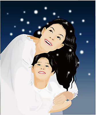 EPS 라이프스타일 사계절 계절 여자 남자 행복 아시아 겨울 일러스트 가족 모녀 엄마 한국 사랑 사람 두명 눈 아기 함박눈 국내일러스트 자연요소 딸 감정 나라 관계 날씨 눈_날씨 생활 파일형식 벡터