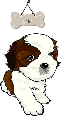 EPS 동물 척추동물 캐릭터 육지동물 반려견 일러스트 홍보캐릭터 포유류 사람없음 반려동물 개 강아지 시츄 이름표 개캐릭터 반려 일러캐릭터 동물캐릭터 파일형식 벡터