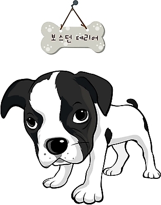 EPS 동물 척추동물 캐릭터 육지동물 반려견 일러스트 홍보캐릭터 포유류 사람없음 반려동물 개 강아지 이름표 개캐릭터 반려 보스턴테리어 일러캐릭터 동물캐릭터 테리어 파일형식 벡터