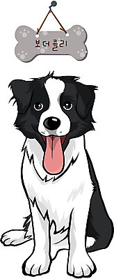EPS 동물 척추동물 캐릭터 육지동물 반려견 일러스트 홍보캐릭터 포유류 사람없음 반려동물 개 강아지 이름표 개캐릭터 보더콜리 반려 일러캐릭터 동물캐릭터 콜리 파일형식 벡터
