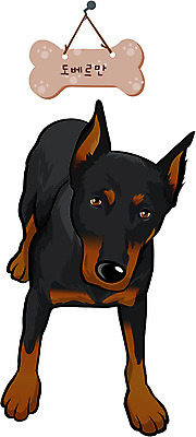 EPS 동물 척추동물 캐릭터 육지동물 반려견 일러스트 홍보캐릭터 포유류 사람없음 반려동물 강아지 이름표 개캐릭터 반려 도베르만핀셔 일러캐릭터 동물캐릭터 개 파일형식 벡터 핀셔