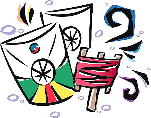 EPS 한국문화 한국전통 명절 컬러 생활용품 일러스트 새해 사람없음 파란색 설날 놀이용품 전통놀이 연 연날리기 방패연 얼레 국내일러스트 동양문화 전통 기념일 놀이 한국 오브젝트 파일형식 벡터