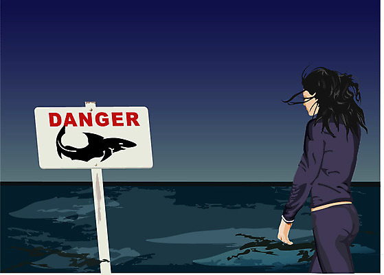 EPS 여자 남자 산업 파도 바다 여행 일러스트 비즈니스 하늘 간판 경고 한명 사람 잔디 20대 성인 야외 팻말 표지판 위험 신호 상어 서명 경고문 청년만 성인만 국내일러스트 식물 1 컨셉 프레임 알림판 어류 청년 파일형식 벡터