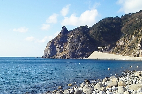 포토 JPG 주간 바다 섬 백그라운드 자연 하늘 풍경 사람없음 야외 돌_바위 조약돌 바위 울릉도 곰바위 국내포토 자연요소 바위_돌 경상북도 생태계 파일형식