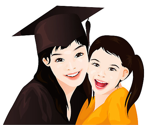 EPS 학생 라이프스타일 여자 어린이교육 교육 어린이 일러스트 학사모 졸업 가족 졸업생 사람 두명 스쿨라이프 졸업가운 졸업장 동생 여자만 어린이만 국내일러스트 모자_잡화 학교 관계 생활 가운 파일형식 벡터