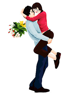 EPS 라이프스타일 커플 여자 기념일 남자 꽃 꽃다발 프로포즈 일러스트 포옹 화이트데이 발렌타인데이 선물 사랑 사람 두명 장미 로맨틱 국내일러스트 식물 감정 컨셉 관계 안기 데이이벤트 이벤트 생활 파일형식 벡터