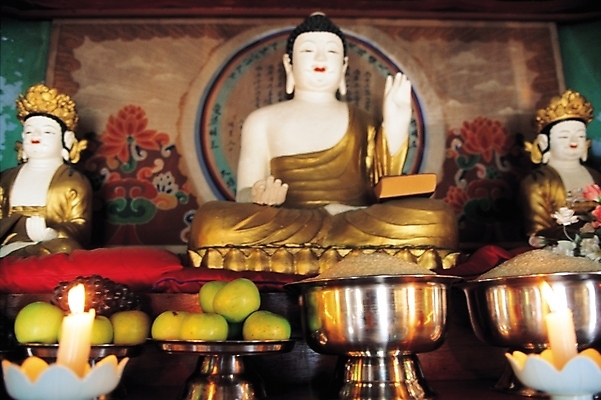 포토 JPG 종교 불교 과일 초 촛불 종교용품 실내 사람없음 쌀 사찰 불상 불교용품 부처 공양 국내포토 종교건축 곡류 내부 파일형식