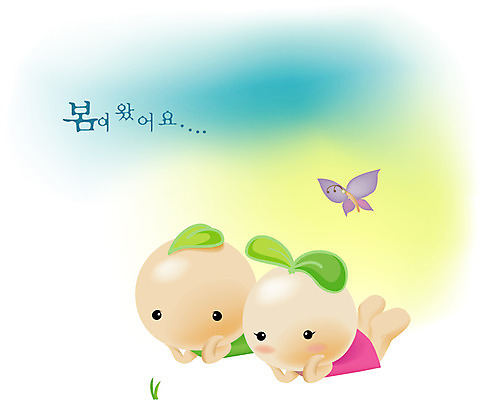 EPS 식물 캐릭터 사계절 계절 엎드리기 나비 일러스트 자연 씨앗 새싹 봄 풀 분위기 새싹캐릭터 씨앗캐릭터 소식_알림 일러캐릭터 곤충 컨셉 모션 생태계 식물캐릭터 파일형식 벡터