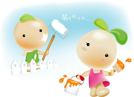 EPS 식물 캐릭터 사계절 계절 일러스트 자연 씨앗 새싹 페인트 봄 색칠 칠 페인트칠 분위기 청소 단장 새단장 새싹캐릭터 씨앗캐릭터 소식_알림 일러캐릭터 컨셉 페인팅 생태계 식물캐릭터 파일형식 벡터