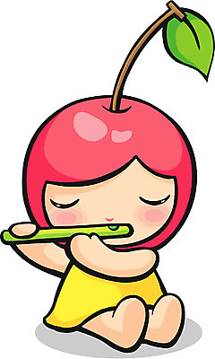 EPS 클립아트 캐릭터 계절 과일 일러스트 봄 체리 피리 과일캐릭터 체리캐릭터 가상인물 일러캐릭터 상상 목관악기 파일형식 벡터