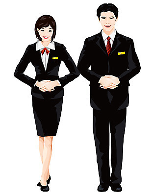 EPS 여자 남자 유니폼 일러스트 비즈니스 안내 사람 두명 사무실 인사 업무 직장인 비즈니스맨 비즈니스우먼 비즈니스캐릭터 일러캐릭터 직업 캐릭터 옷 예절 작업 파일형식 벡터