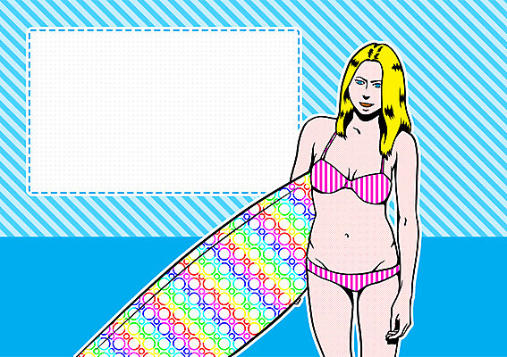 PSD 직업 여자 일러스트 프레임 한명 사람 성인 서핑보드 자신감 팝아트 열정 서퍼 자부심 국내일러스트 1 감정 운동선수 보드_스포츠 그림 파일형식