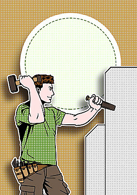 PSD 직업 남자 일러스트 프레임 한명 사람 성인 돌_바위 도구 자신감 망치 팝아트 열정 망치질 자부심 조각가 국내일러스트 1 감정 모션 공구 그림 파일형식