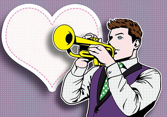 PSD 직업 남자 악기 일러스트 프레임 한명 사람 상반신 성인 연주자 자신감 팝아트 열정 트럼펫 자부심 국내일러스트 1 감정 음악 음악가 금관악기 그림 파일형식